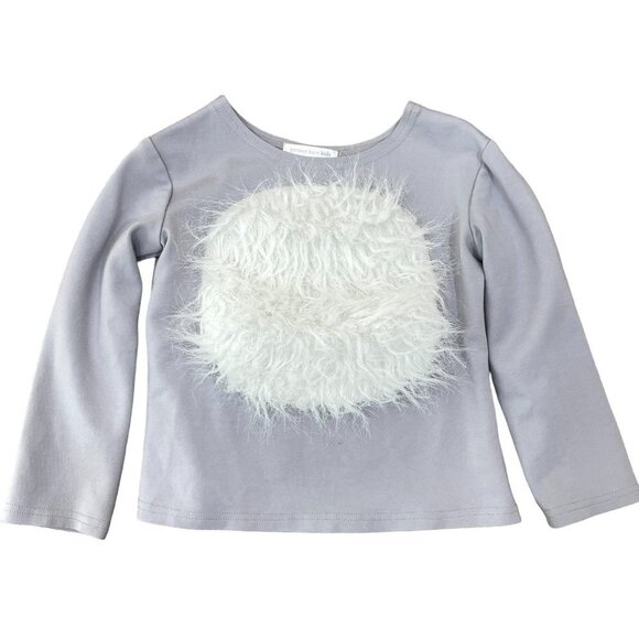 POTTERY BARN KIDS GIRLS SIZE 4-6 FURRY CIRCLE GRAY LONG SLEEVE TOP SHIRT - Picture 4 of 5